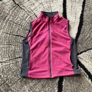 Ladies Medium fleece vest. Fuchsia & gray.
